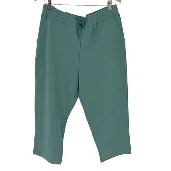 Members Mark Womens French Terry Drawcord Waistband Aqua Slate Capri Pants Large - Picture 1 of 5